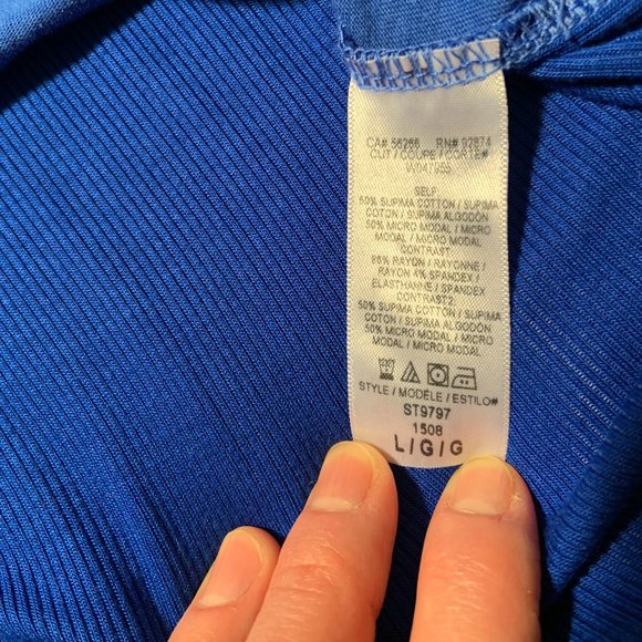 Women's Splendid Lightweight Long Sleeve Blue Top Supima Cotton Modal Size L - Picture 8 of 9